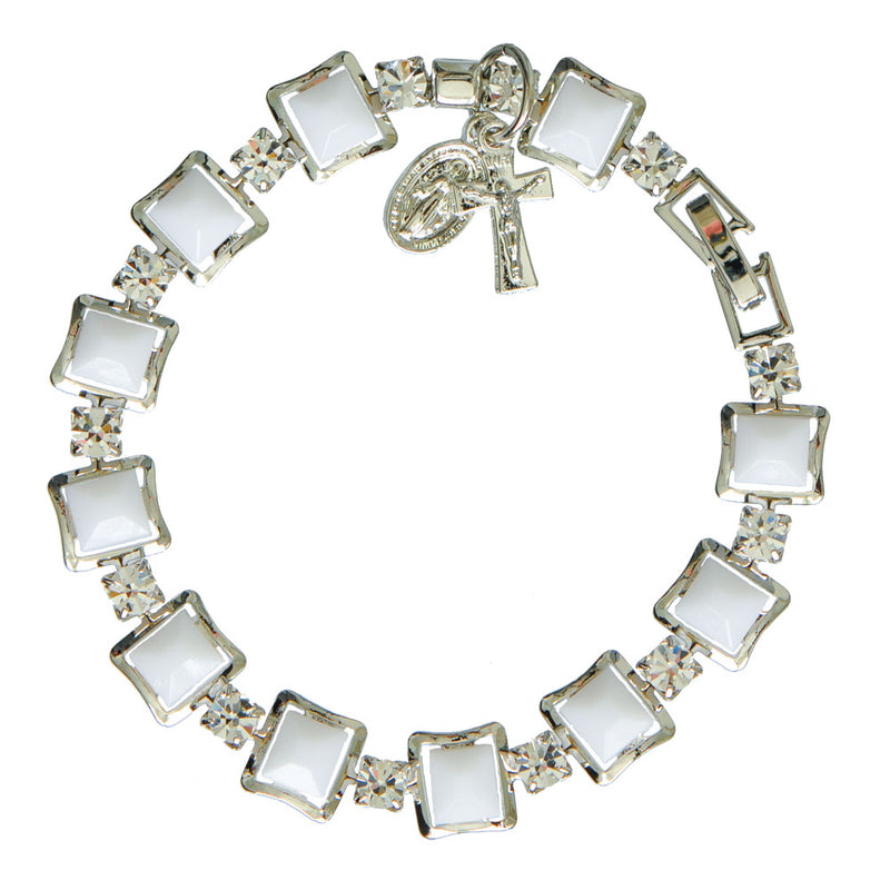 8MM WHITE FORMICA ROSARY BRACE