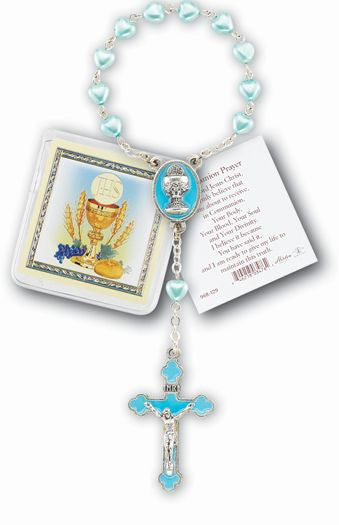 BLUE HEARTSHAPED POCKET ROSARY
