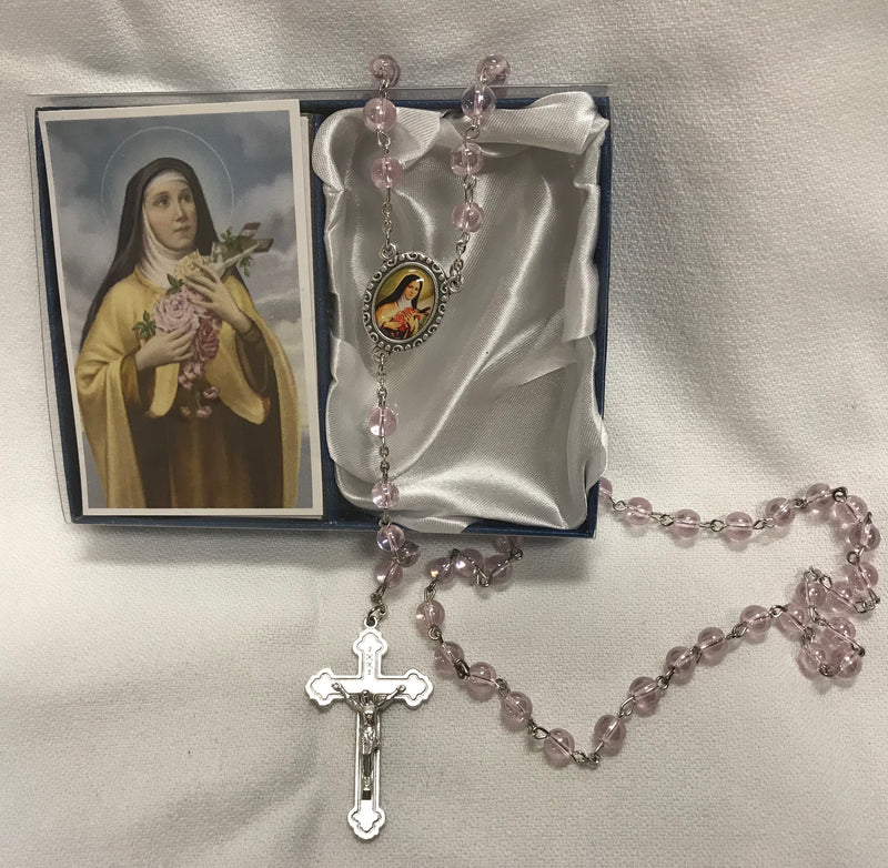 ROSE PINK ST THERESE ROSARY