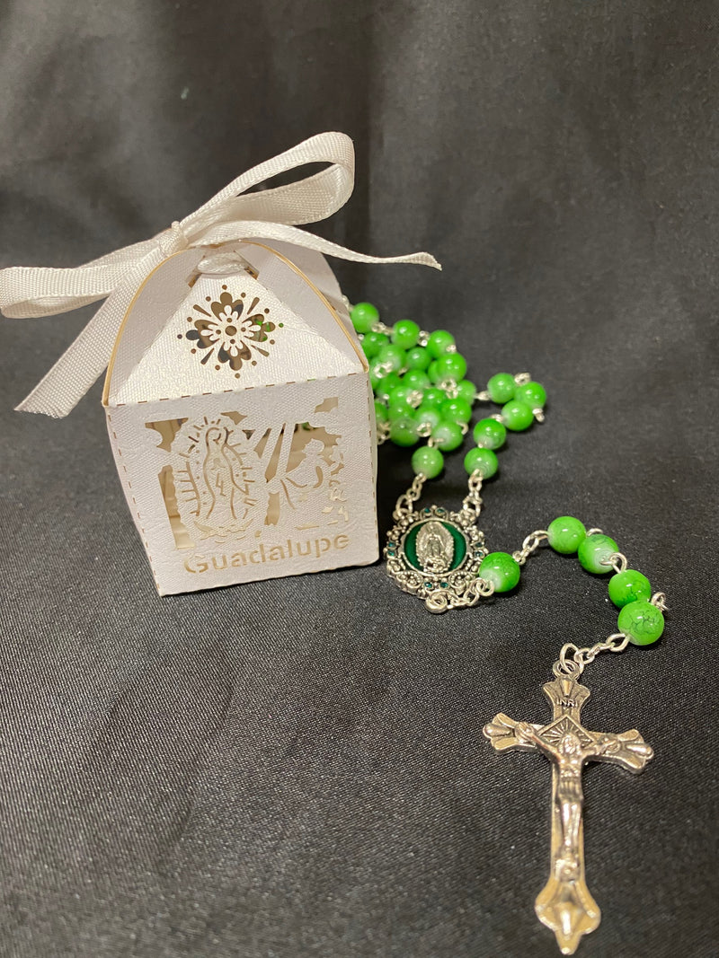 GUADALUPE ROSARY IN WHITE BOX