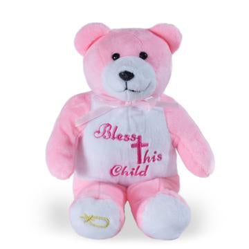 BLESS THIS CHILD BEAR PINK