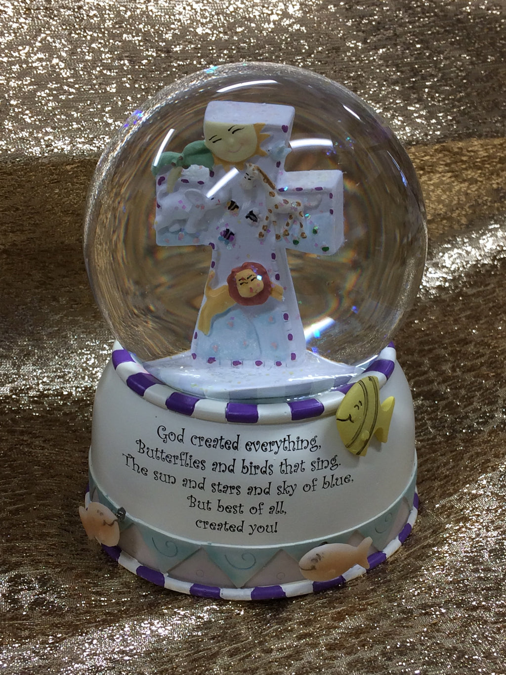 God Created Everything Musical Glitter Globe.