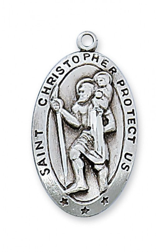 SS ST CHRISTOPHER 24" CHAIN/BX