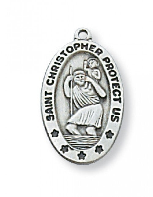 SS ST CHRISTOPHER 18" CHAIN/BX