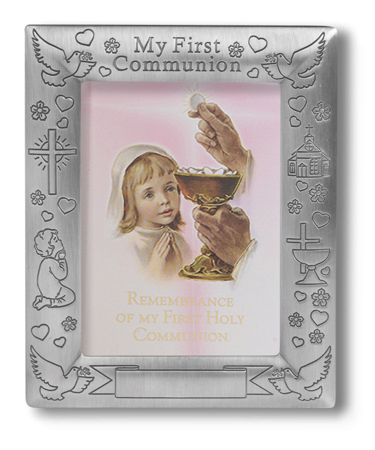 PEWTER COMMUNION FRAME GIRLS