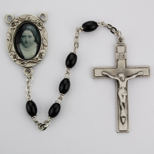 4X6MM BLACK ST THERESE ROSARY