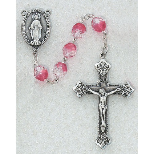 PINK GL ROSARY 9MM BEADS DISC