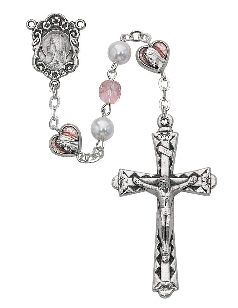 6MM PINK & PEARL ROSARY
