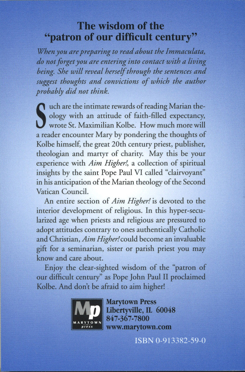 Aim Higher! Back cover. Marytown Press. 