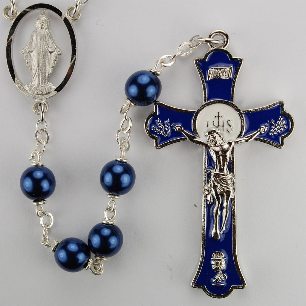 METALLIC BLUE ROSARY